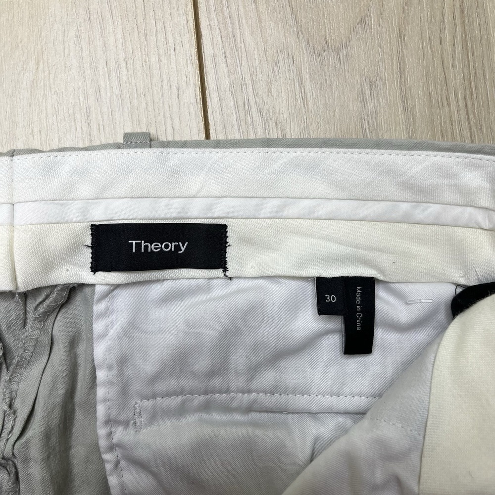 Theory Linen Cotton Blend Chino Pants Slim Fit Mens Size 30x32 Gray - Picture 4 of 12